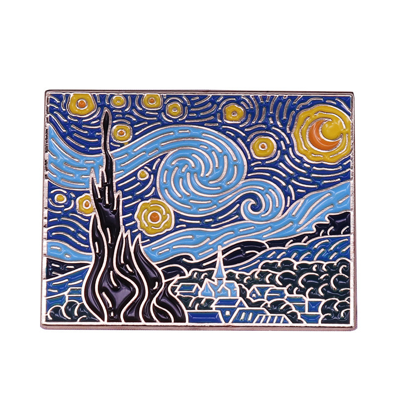 Tuxedo Lapel Pin - Van Gogh Anstecknadel mit weicher Emaille,