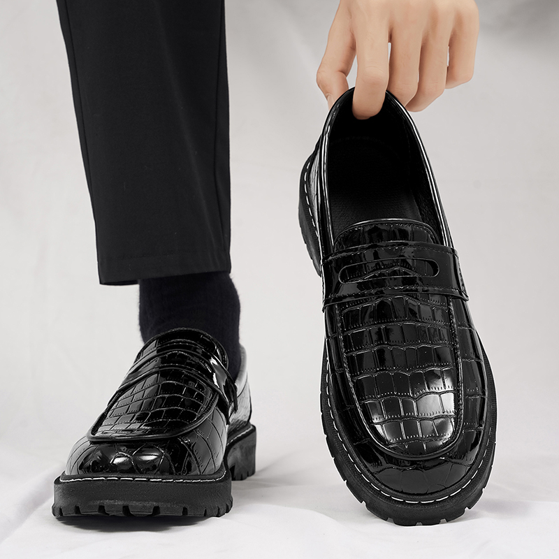 Formal Men Daily Wear Footwear - Herrenschuhe, Freizeit-Loafer mit Krokodilmuster, zum Hineinschlüpfen,