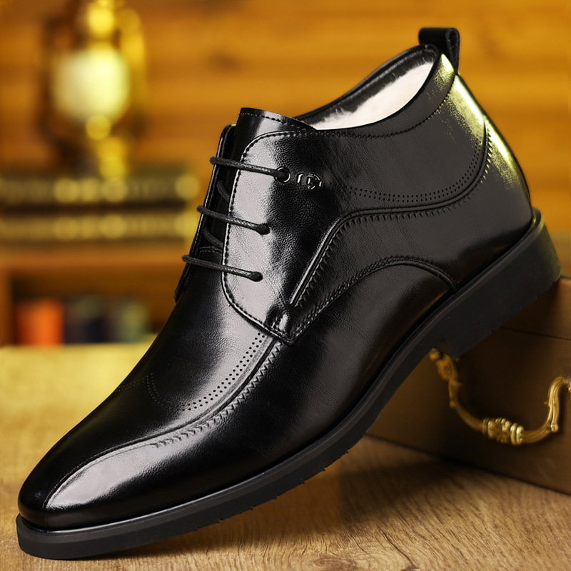 Men Formal Wear With Boots - Herren Winter Lederschuhe Samt Verdickung Business